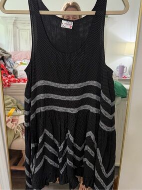 Free People Black Sleeveless Dress with Silver Dot Texture
